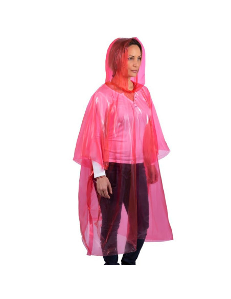 Tradineur - Pack de 4 chubasqueros impermeables de emergencia con capucha, reutilizables, ponchos para lluvia, poliéster (Mujer