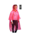 Tradineur - Pack de 4 chubasqueros impermeables de emergencia con capucha, reutilizables, ponchos para lluvia, poliéster (Mujer