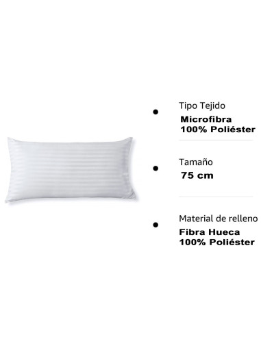 Tradineur - Almohada de fibra con doble funda y cremallera, 100% poliéster, firmeza media, muy suave, fabricada en España - 75 c