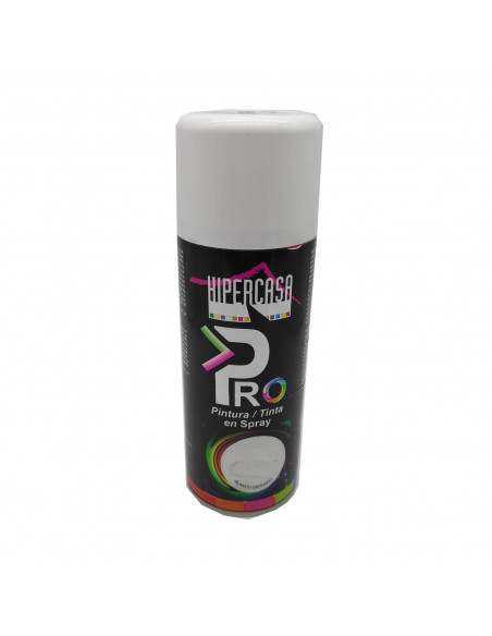 Hipercasa - Bote de pintura en spray blanco satinado 400 ml, válido para multitud de superficies de interior y exterior Hipercasa - Bote de pintura en spray blanco satinado 400 ml, válido para multitud de superficies de interior y exterior