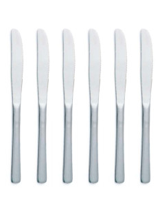 Tradineur - Pack de 6 cuchillos para postre de acero inoxidable, cubiertos clásicos para cortar tartas, pasteles, 19 cm