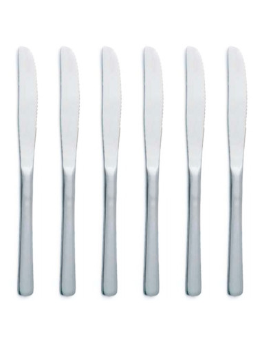 Tradineur - Pack de 6 cuchillos para postre de acero inoxidable, cubiertos clásicos para cortar tartas, pasteles, 19 cm