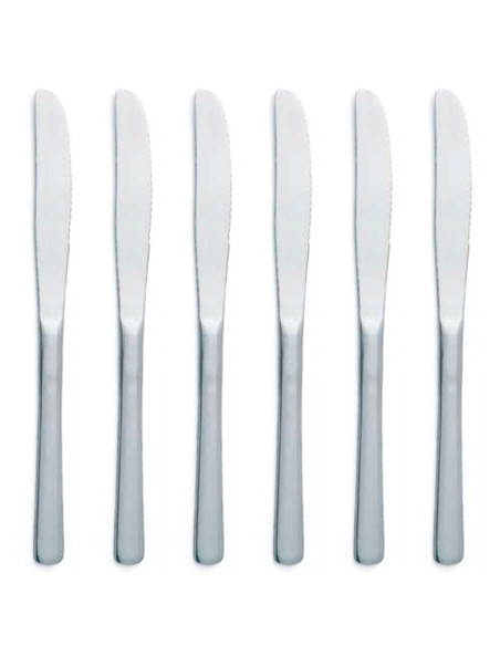 Tradineur - Pack de 6 cuchillos para postre de acero inoxidable, cubiertos clásicos para cortar tartas, pasteles, 19 cm