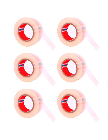 Tradineur - Pack de 6 rollos de cinta adhesiva para embalaje ultratransparente, precinto multiusos, embalar, sellar, empaquetar,