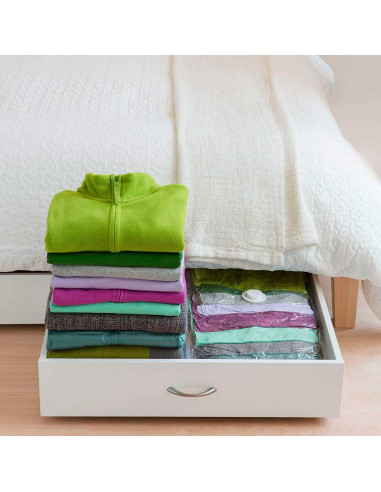 Tradineur - Pack de 4 bolsas salva espacio con fragancia, guardar ropa al vacío, almacenaje, ahorro de espacio, envasar prendas,
