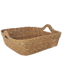 Tradineur - Cesta de Mimbre Cuadrado con Asas - Fabricado en España - Ideal para el almacenamiento y la decoración de tu hogar -