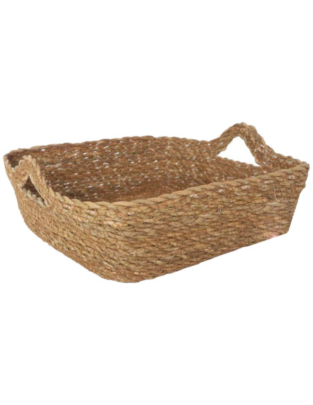 Tradineur - Cesta de Mimbre Cuadrado con Asas - Fabricado en España - Ideal para el almacenamiento y la decoración de tu hogar -