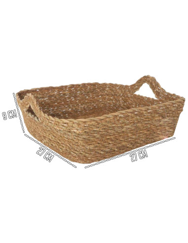Tradineur - Cesta de Mimbre Cuadrado con Asas - Fabricado en España - Ideal para el almacenamiento y la decoración de tu hogar -