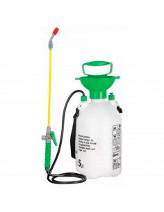 Tradineur - Botella Pulverizador a presión con correa ajustable - Capacidad de 5 Litros - Botella graduada y lanza con boquilla