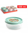 Tradineur - Pack de 3 Fiambreras Redondas - Capacidad de 500 ml - Apta para microondas y lavavajillas - Ø 13,5 x 5,5 cm - Color