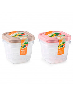 Tradineur - Pack de 4 Fiambreras Cuadrados con tapa - Fabricado en Plástico - Capacidad de 480 ml - Apta para microondas y lavav