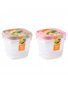 Tradineur - Pack de 4 Fiambreras Cuadrados con tapa - Fabricado en Plástico - Capacidad de 480 ml - Apta para microondas y lavav