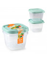 Tradineur - Pack de 4 Fiambreras Cuadrados con tapa - Fabricado en Plástico - Capacidad de 480 ml - Apta para microondas y lavav
