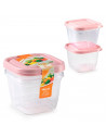 Tradineur - Pack de 4 Fiambreras Cuadrados con tapa - Fabricado en Plástico - Capacidad de 480 ml - Apta para microondas y lavav