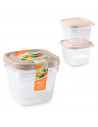 Tradineur - Pack de 4 Fiambreras Cuadrados con tapa - Fabricado en Plástico - Capacidad de 480 ml - Apta para microondas y lavav