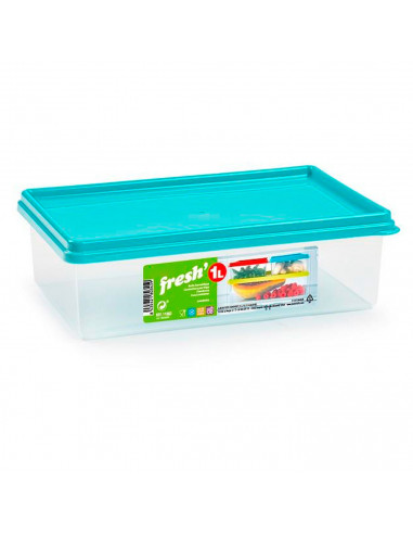 Tradineur - Pack de 3 Fiambreras Cuadrados con tapa - Fabricado en Plástico - Capacidad de 1 Litro - Apta para microondas y lava
