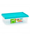 Tradineur - Pack de 3 Fiambreras Cuadrados con tapa - Fabricado en Plástico - Capacidad de 1 Litro - Apta para microondas y lava