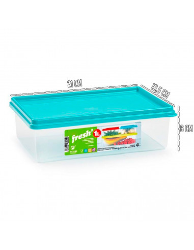 Tradineur - Pack de 3 Fiambreras Cuadrados con tapa - Fabricado en Plástico - Capacidad de 1 Litro - Apta para microondas y lava