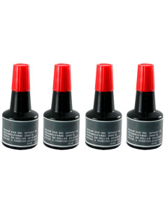 Tradineur - Pack de 4 Botes de tinta para tampones y sellos - Tinta de sellar sin aceite, válida para sellos de oficina - Entint