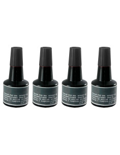 Tradineur - Pack de 4 Botes de tinta para tampones y sellos - Tinta de sellar sin aceite, apta para sellos de oficina - Entintad