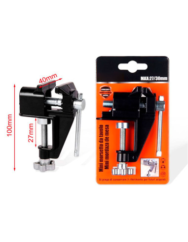 Tradineur - Mini Mordaza para Mesas de 27/30 mm - Fabricado en Acero - Herramienta manual de bricolaje - Sujeción Firme y fuerte