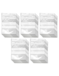 Tradineur - Paquete de 10 Pack de 50 Bolsas herméticas con franjas para Escribir - Aptas para Alimentación y Reutilizables - 500