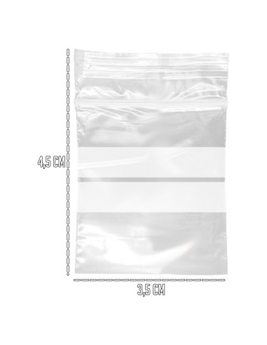 Tradineur - Paquete de 10 Pack de 50 Bolsas herméticas con franjas para Escribir - Aptas para Alimentación y Reutilizables - 500