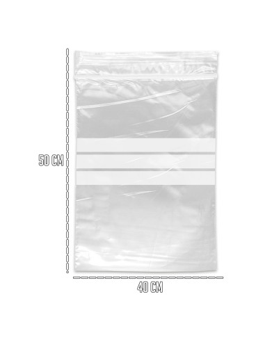 Tradineur - Paquete de 8 Pack de 6 Bolsas herméticas con franjas para Escribir - Aptas para Alimentación y Reutilizables - 48 Un