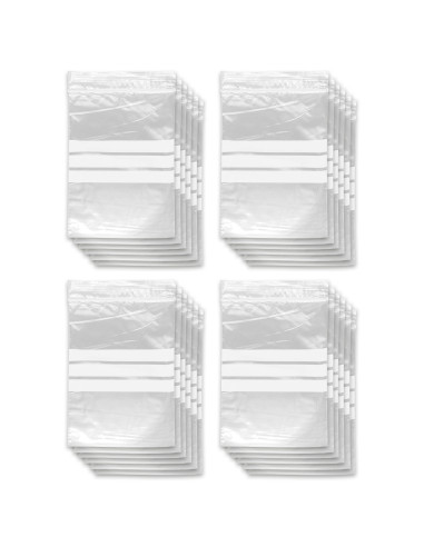 Tradineur - Paquete de 4 Pack de 6 Bolsas herméticas con franjas para Escribir - Aptas para Alimentación y Reutilizables - 48 Un