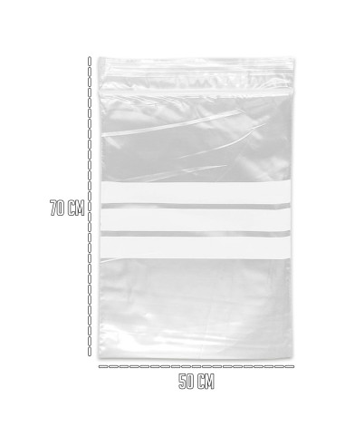 Tradineur - Paquete de 4 Pack de 6 Bolsas herméticas con franjas para Escribir - Aptas para Alimentación y Reutilizables - 48 Un