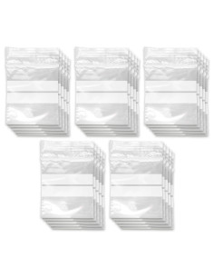 Tradineur - Paquete de 10 Pack de 50 Bolsas herméticas con franjas para Escribir - Aptas para Alimentación y Reutilizables - 500