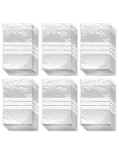 Tradineur - Paquete de 6 Pack de 16 Bolsas herméticas con franjas para Escribir - Aptas para Alimentación y Reutilizables - 96 U