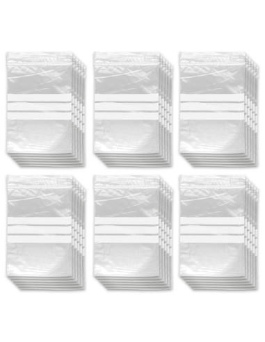 Tradineur - Paquete de 6 Pack de 16 Bolsas herméticas con franjas para Escribir - Aptas para Alimentación y Reutilizables - 96 U