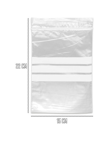 Tradineur - Paquete de 6 Pack de 16 Bolsas herméticas con franjas para Escribir - Aptas para Alimentación y Reutilizables - 96 U