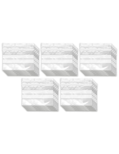 Tradineur - Paquete de 10 Pack de 50 Bolsas herméticas con franjas para Escribir - Aptas para Alimentación y Reutilizables - 500