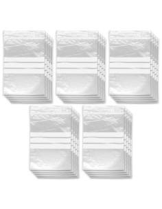 Tradineur - Paquete de 10 Pack de 50 Bolsas herméticas con franjas para Escribir - Aptas para Alimentación y Reutilizables - 500