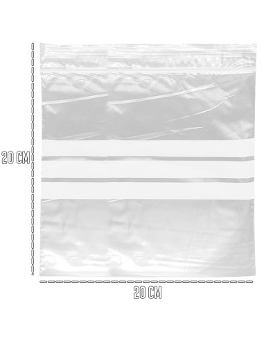 Tradineur - Paquete de 6 Pack de 16 Bolsas herméticas con franjas para Escribir - Aptas para Alimentación y Reutilizables - 96 U