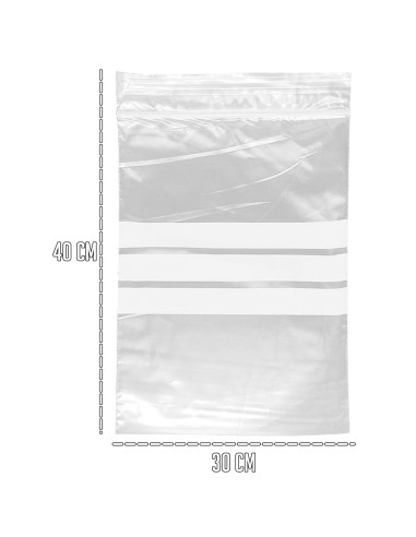 Tradineur - Paquete de 8 Pack de 6 Bolsas herméticas con franjas para Escribir - Válidas para Alimentación y Reutilizables - 48
