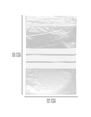 Tradineur - Paquete de 8 Pack de 24 Bolsas herméticas con franjas para Escribir - Aptas para Alimentación y Reutilizables - 192