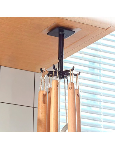 Tradineur - Pack de 3 Ganchos Giratorios de 360° para Colgar Platos Sin Perforación - Gancho Vertical Plegable de 180° - Fabrica