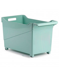 Tradineur - Carrito de plástico Multiusos con Ruedas Nº 2 - 27,5 x 24 x 45,5 cm - Cesta para Diversos usos con Ruedas para mover