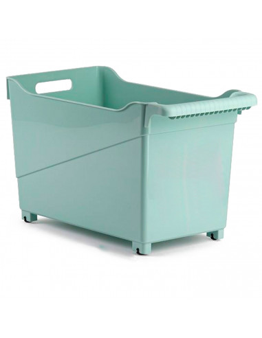 Tradineur - Carrito de plástico Multiusos con Ruedas Nº 2 - 27,5 x 24 x 45,5 cm - Cesta para Diversos usos con Ruedas para mover