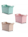 Tradineur - Carrito de plástico Multiusos con Ruedas Nº 2 - 27,5 x 24 x 45,5 cm - Cesta para Diversos usos con Ruedas para mover