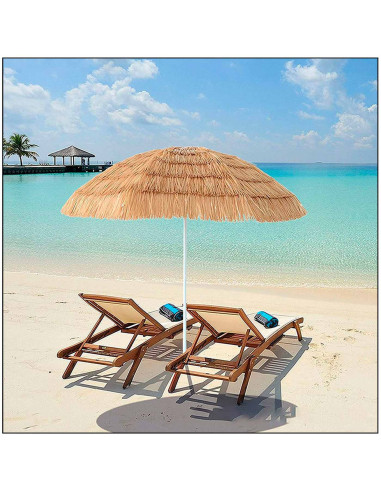 Tradineur - Sombrilla de playa con Diseño de Palmera de Coco - Fabricado en Poliéster - Ideal para ir a la playa y protegerse de