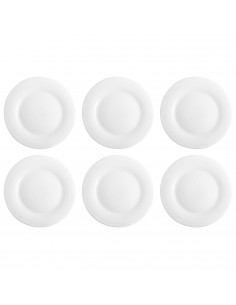Tradineur - Pack de 6 Platos llanos para postres Modelo Elba - Fabricado en Vidrio Opal - Ideal para cenas familiares y eventos