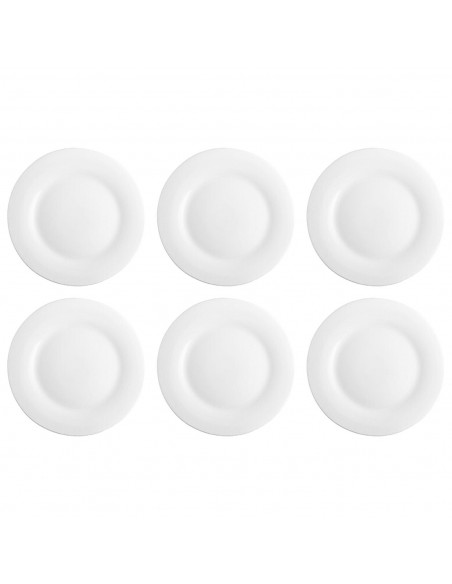 Tradineur - Pack de 6 Platos llanos para postres Modelo Elba - Fabricado en Vidrio Opal - Ideal para cenas familiares y eventos