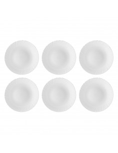 Tradineur - Pack de 6 Platos llanos para postres Modelo Titán - Fabricado en Vidrio Opal - Ideal para cenas familiares y eventos