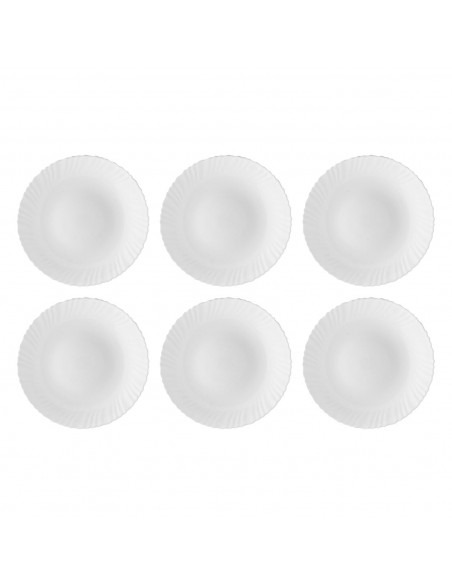 Tradineur - Pack de 6 Platos llanos para postres Modelo Titán - Fabricado en Vidrio Opal - Ideal para cenas familiares y eventos
