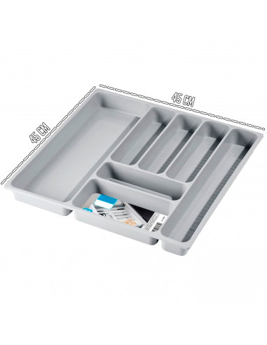 Tradineur - Cubertero N.º 3 - Fabricado en Plástico - Recipiente para ordenación y almacenamiento de cubertería - 4,6 x 45 x 45