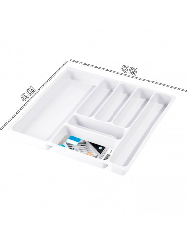 Tradineur - Cubertero N.º 3 - Fabricado en Plástico - Recipiente para ordenación y almacenamiento de cubertería - 4,6 x 45 x 45